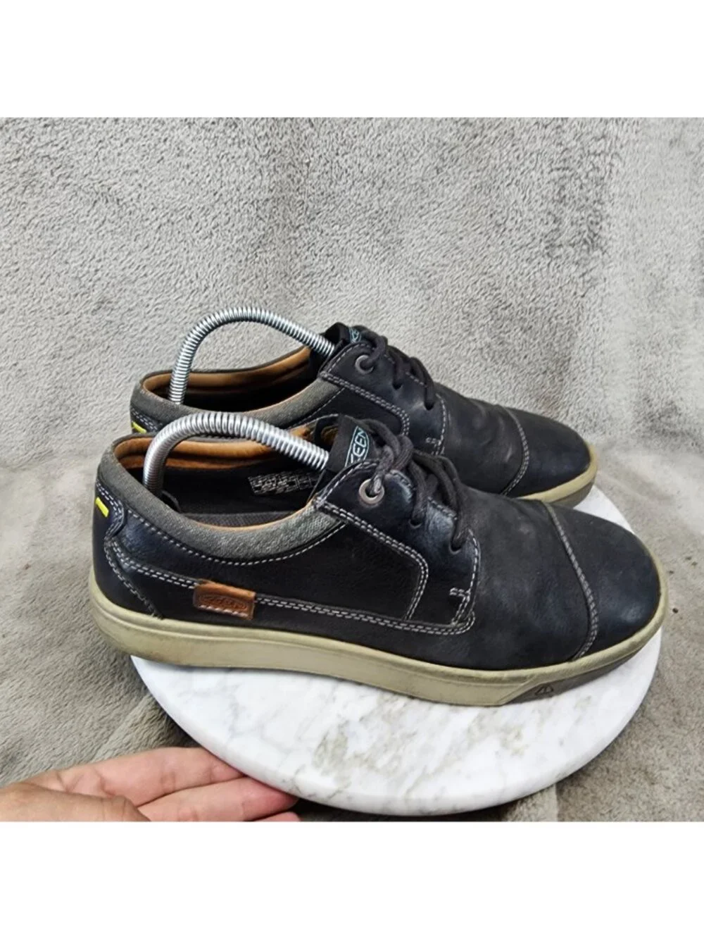 Keen Shoes Mens Size 8 Glenhaven Black Leather Lace Up Sneaker *Read*